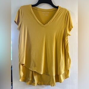 Latched Mama Mustard V-Neck Short Sleeve Top